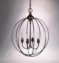  CH904-AB-LT4 - Hanging Circle Chandelier Antique Brass 4 Candelabra Sockets